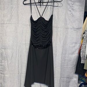Taboo Black Backless Ruched Dress